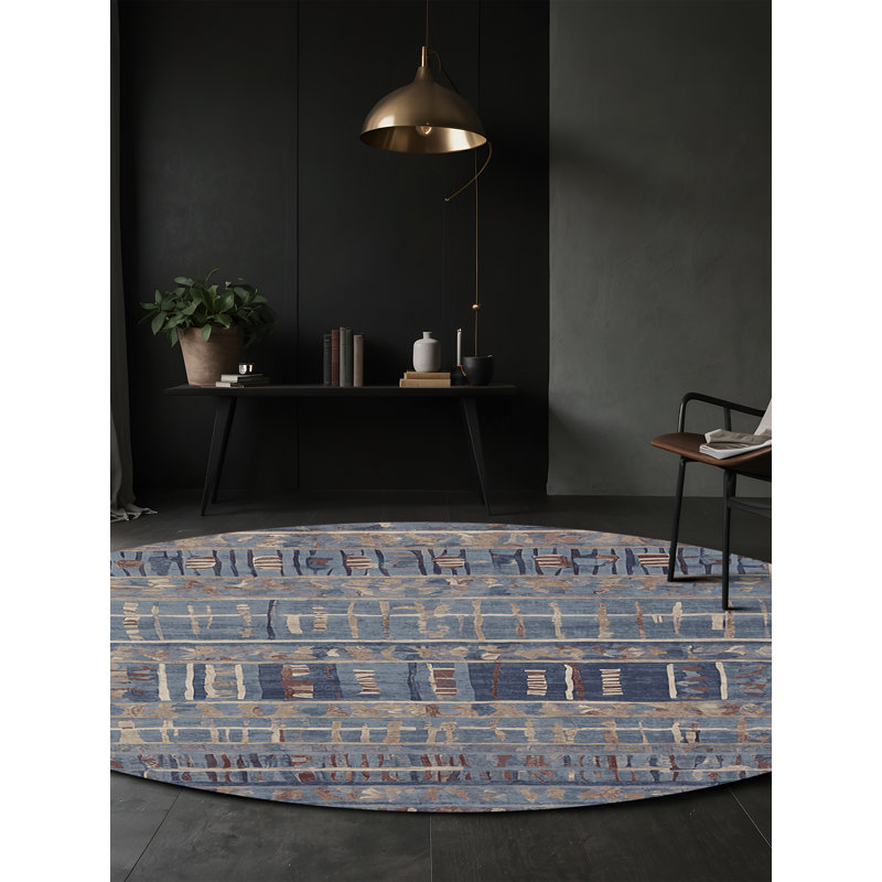 Tapis gris soyeux et moelleux, Rond 7 pi