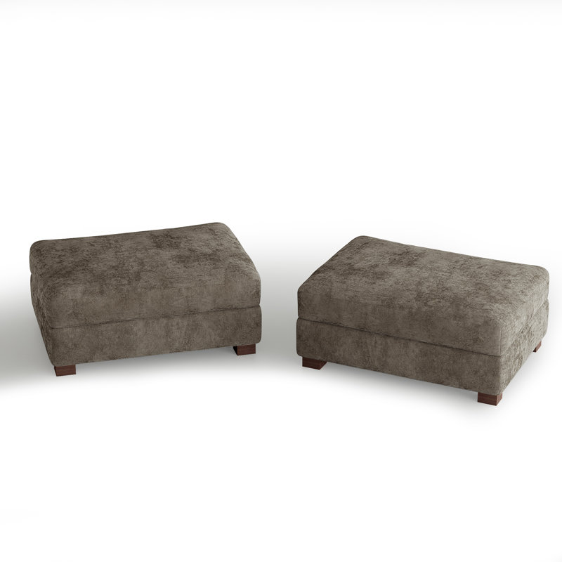 Repose-pieds rembourré rectangulaire en chenille chameau, partie modulaire pour canapé modulaire, Chameau