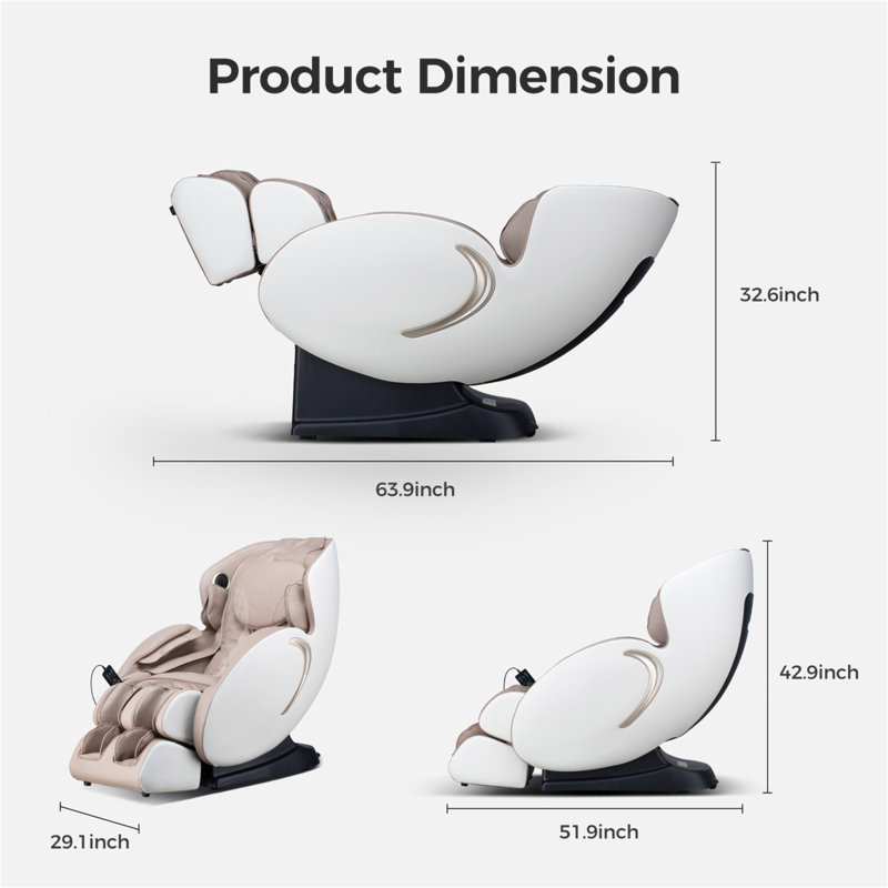 3D Zero Gravity Massage Chair,Full Body Shiatsu Recliner With APP, Beige/Gold