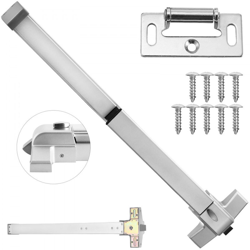 Dispositif de sortie de porte anti-panique avec barre de poussée de porte et verrou de sécurité Vanrish Made 400 Series.