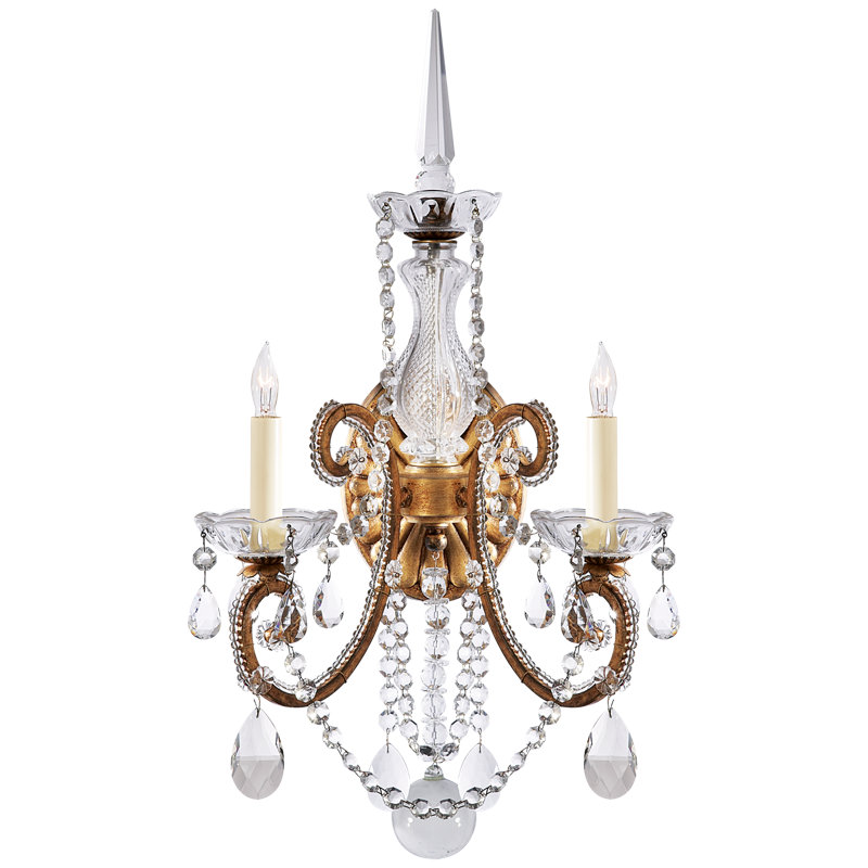 Ralph Lauren Adrianna 2 Light Candle Wall Light, Gilded Iron