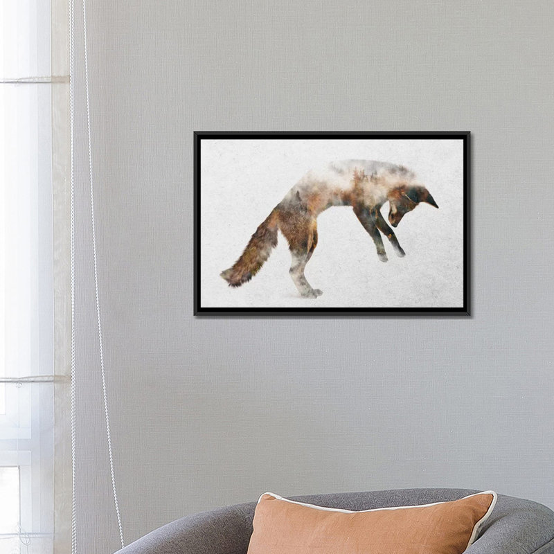 « saut fox », impression sur toile, H 18 po x l 26 po x P 1,5 po, Toile avec cadre noir