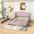 Hartli Queen Linen Upholstered Platform Bed with 2 Drawers and Twin Trundle-1641745119