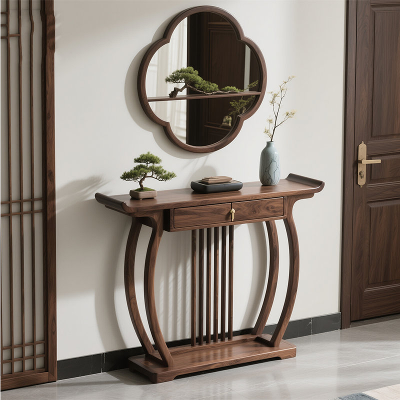 Nouvelle table d'entrée rectangulaire de style chinois, H 34,6 po x l 47,2 po x P 14,9 po