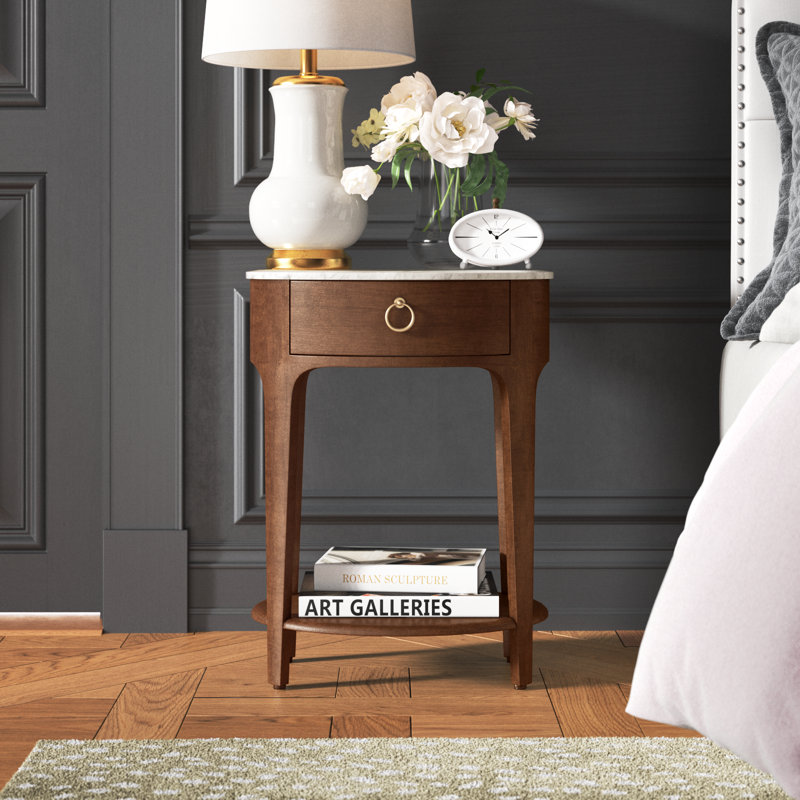 Exmouth Marble Nightstand, Walnut