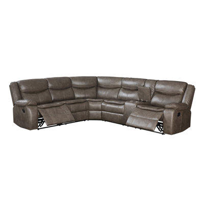 Canapé modulaire inclinable manuel en simili cuir Tavin avec console porte-gobelet