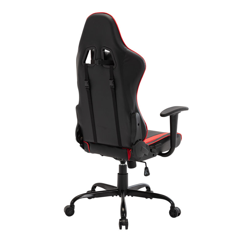Red and Black Ergonomic Faux Leather Gaming Chair with Fixed Arms