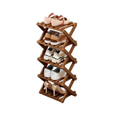 Shoe Rack - Foldable Vertical Shoe Rack For Entryway,Durable And Easy To Assemble,Applicable To Home Entrance, Closet And Bedroom (Tawny-5 Layers)