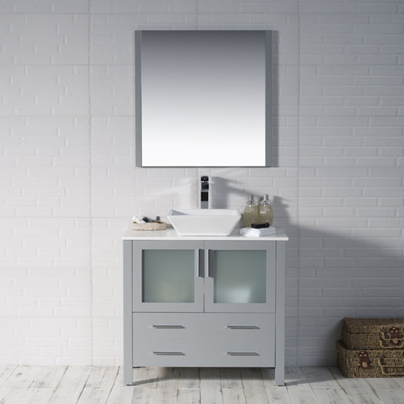 Ensemble de meuble-lavabo simple 36 po Mance, Gris métal