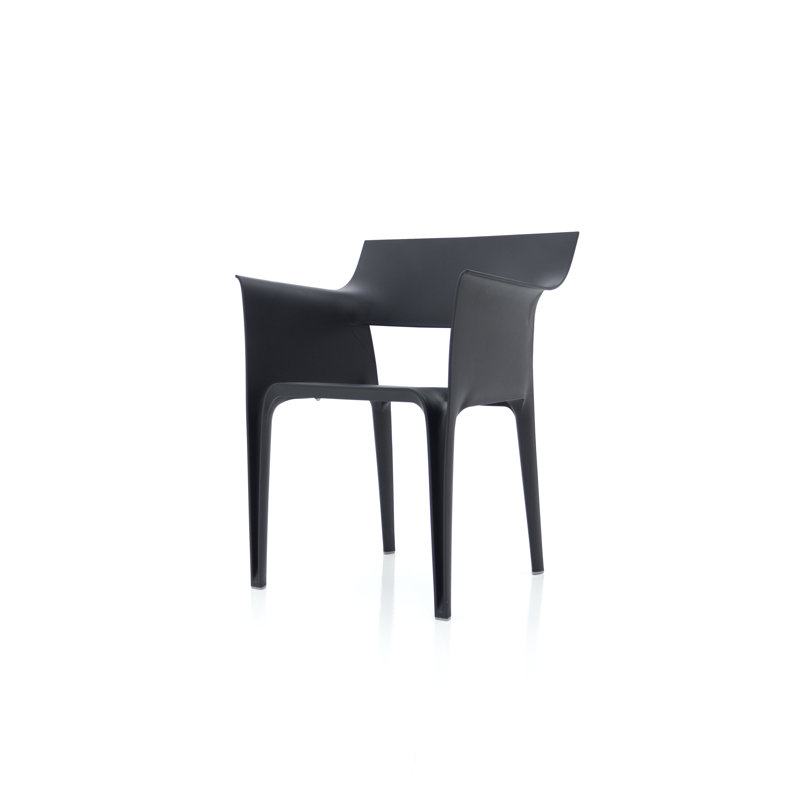 Pedrera Stacking Patio Dining Chair, Black