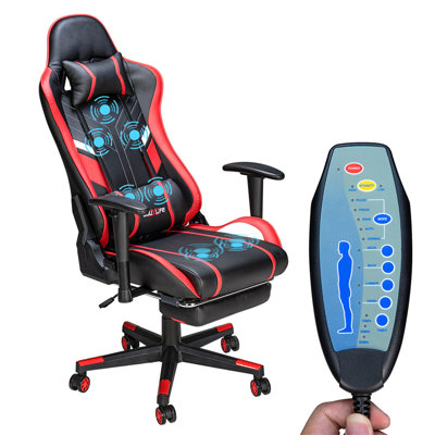 Upgraded Massage Gaming Chair 7-Point, Office Chair with Footrest & Lumbar Support, Thickened and Widened Cushions Backrest