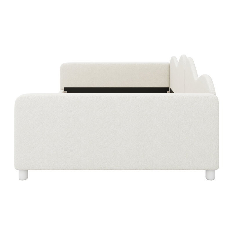 Upholstered Daybed With Cloud-Shaped Backrest, Twin, White