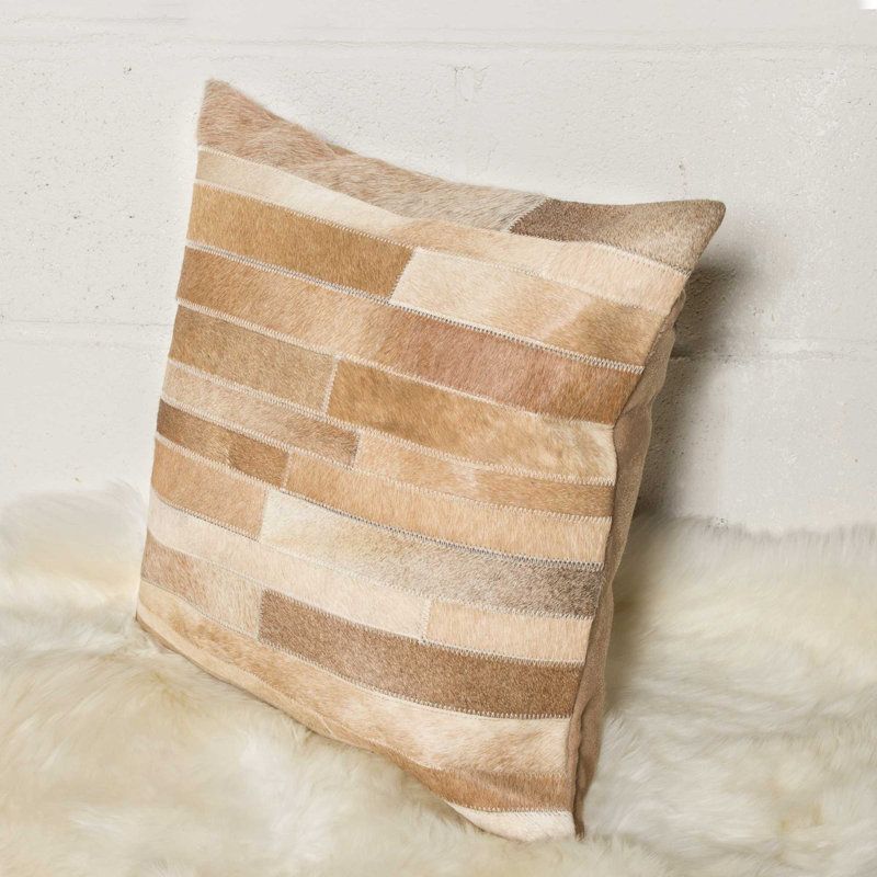 Graham Cowhide Throw Square Pillow Cover & Insert, Natural