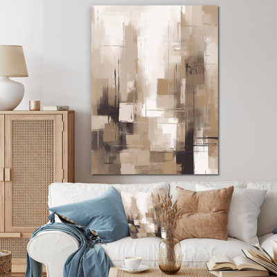 «Cubism Beige Synergy», reproduction sur toile abstraite