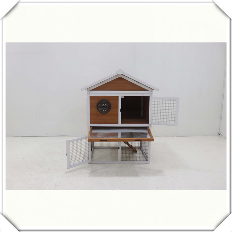 Cage à lapin en bois à 2 niveaux avec toit imperméable et fenêtre amovible