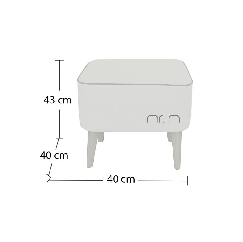 Mr. M 40cm Wide Square Standard Ottoman, Cream/Black