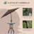 4 Piece Tempered Glass Black Outdoor Patio Dining Furniture Set, 2 Folding Chairs Adjustable Angle Umbrella Wave Textured Dinner Table