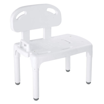 Banc de transfert de baignoire, siège de douche avec dossier et pieds réglables, convertible à droite ou à gauche (blanc)