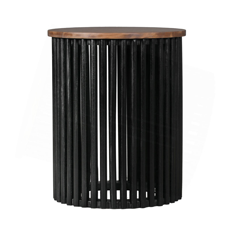 ACACIA SOLID WOOD SIDE TABLE,NATURAL & BLACK COLOR