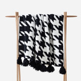 Houndstooth Knitted Throw Blanket