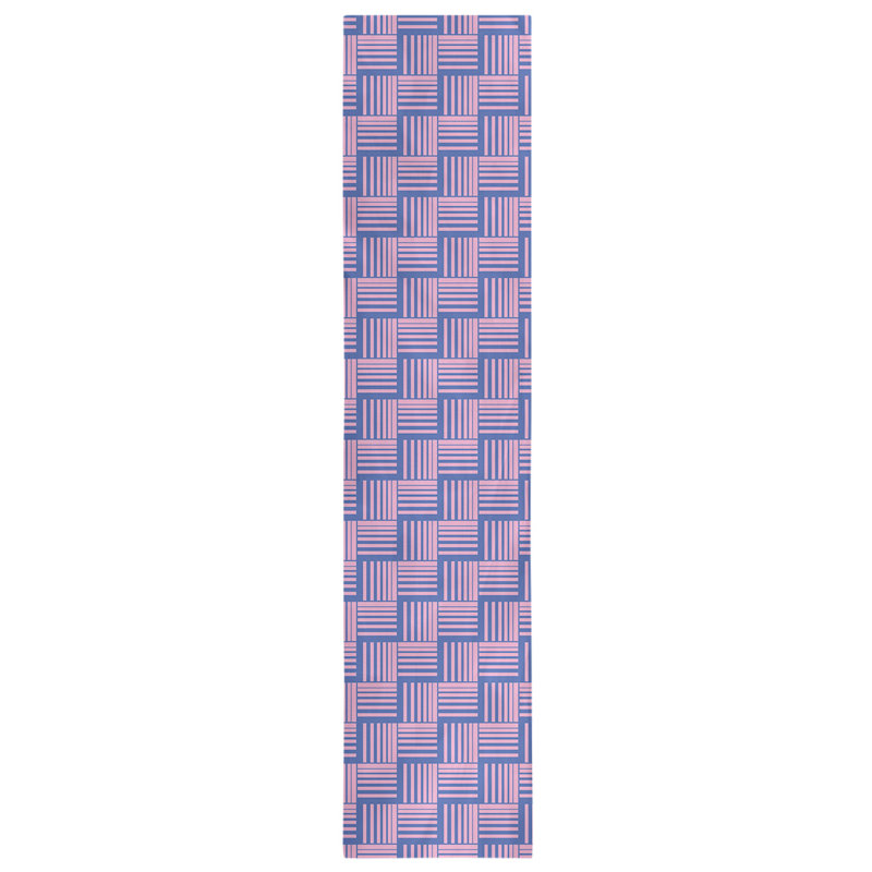 Fractured Stripes Table Runner, 16" x 72", Blue/Pink