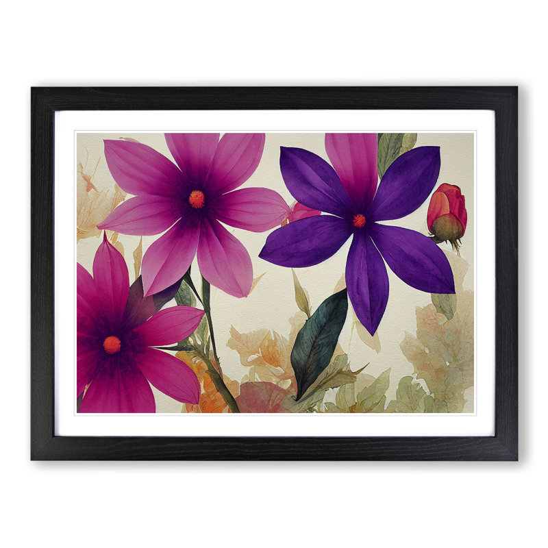 Epic Watercolour Flowers - Framed Print, Black, 25cm H x 34cm W x 2cm D