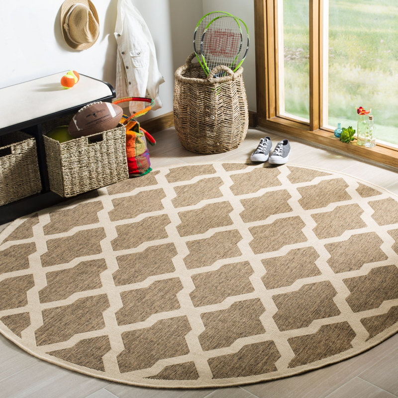 Ferrill Linden 100 Performance Geometric Rug, Round 6'7"