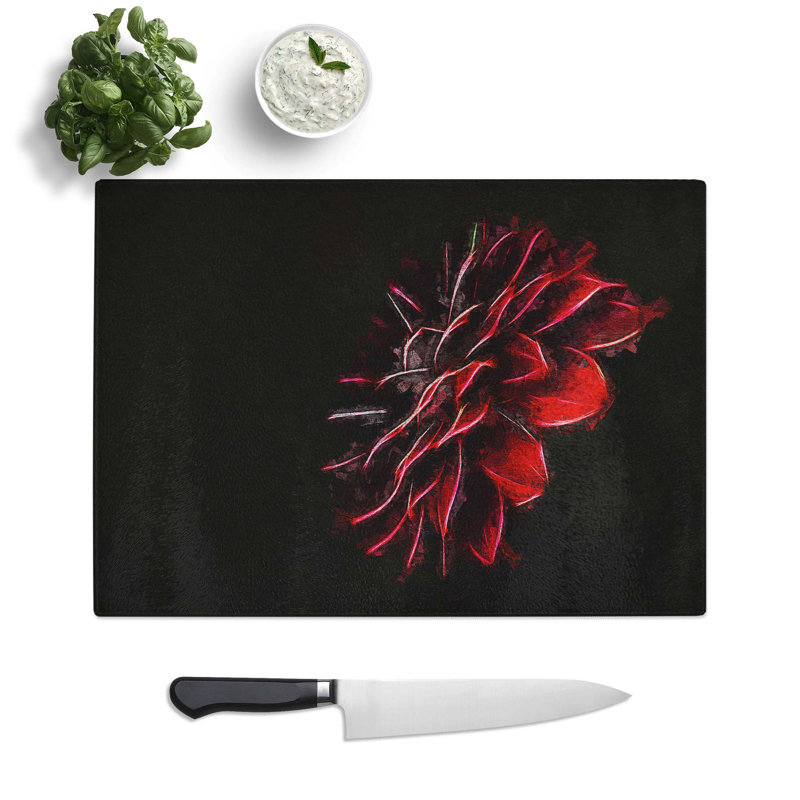 Tempered Glass Flower Chopping Board, 39 cm W x 28.5 cm L