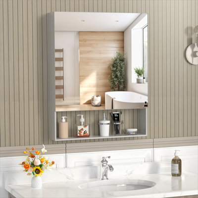 Storage Cabinet With Mirror For Bathroom, Wall Mounted Bathroom Cabinet With Adjustable Shelves