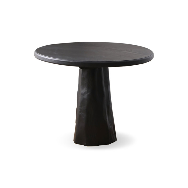 Black Round Solid Wood Dining table, 29.53"H x 39.37"L x 39.37"W