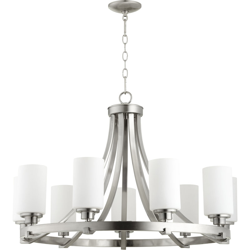Radita 9 - Light Wagon Wheel Chandelier, Satin Nickel