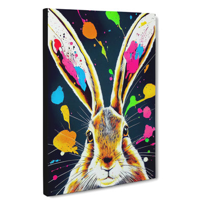 Paint Splashed Hare No.5 - Wrapped Canvas