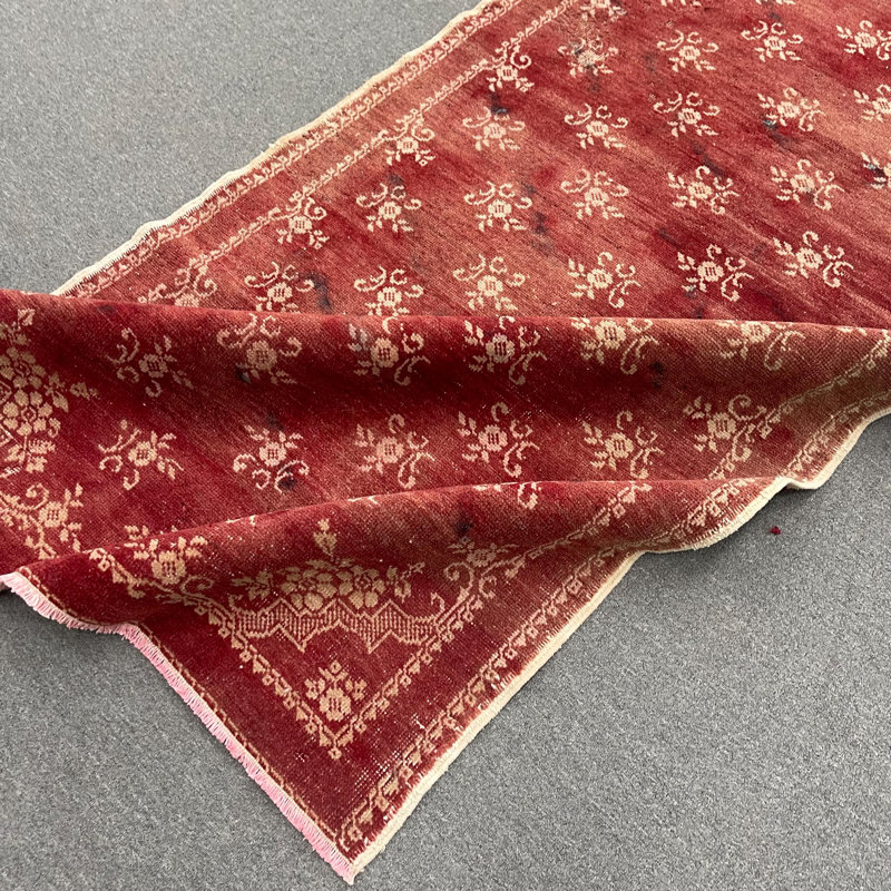 Tapis de couloir rouge authentique noué à la main rouge turc authentique idéal pour la décoration d'escalier