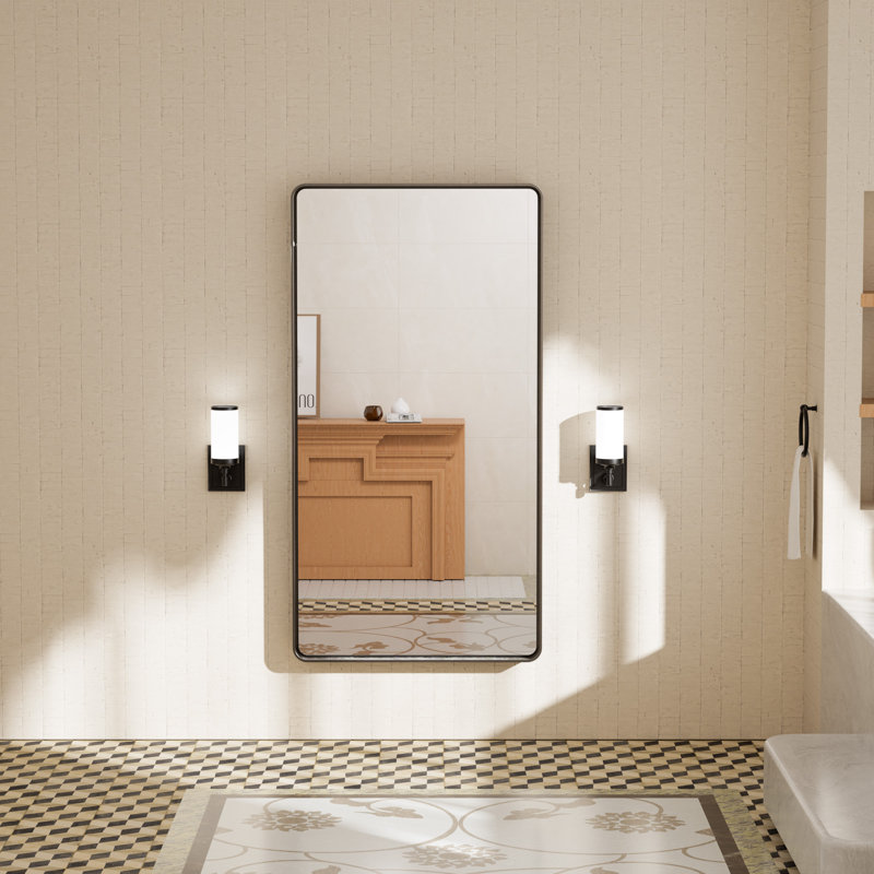 Miroir d'appoint Tyro, Noir mat, 48 po x 24 po, Rectangulaire