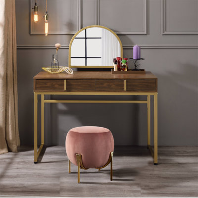Bureau de meuble-lavabo avec miroir et plateau à bijoux Coleen