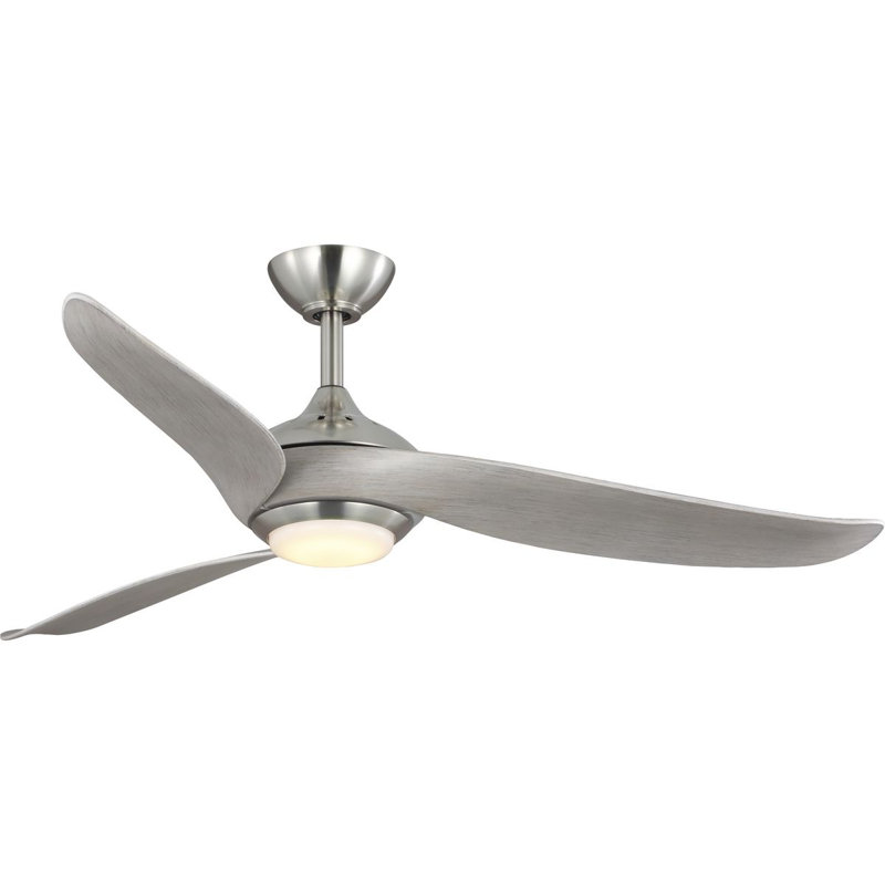 Conte 52'' Ceiling Fan with LED Lights, Gray Weathered Wood, Brushed Nickel