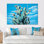 Cactus Blue Brilliance - Floral Cactus Canvas Wall Art Set