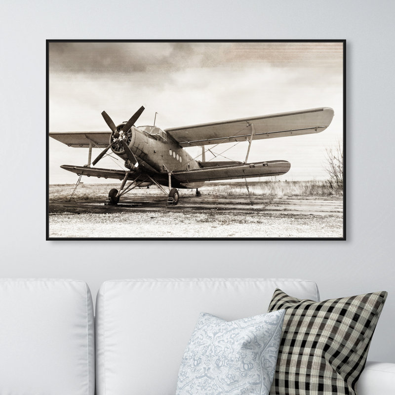 Hélice d'avion - reproduction de photo sur toile tendue, L 45 po x H 30 po, Cadre noir