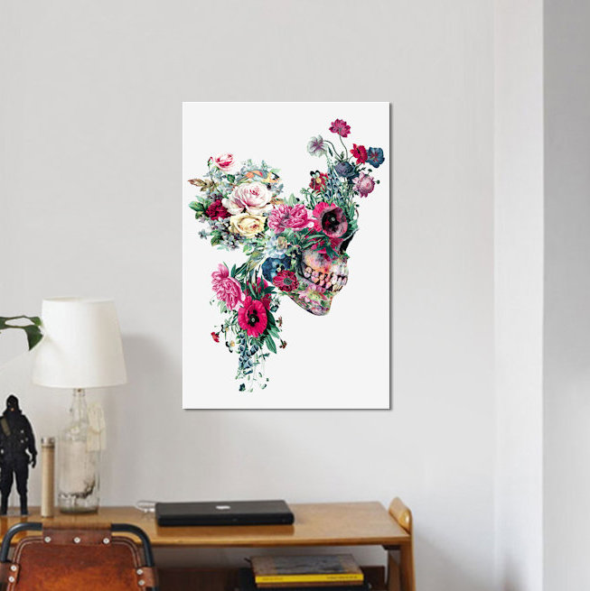 « floral crâne series », reproduction d’impression sur toile, H 60 po x l 40po x P 1,5 po, Toile tendue, Pas de tapis
