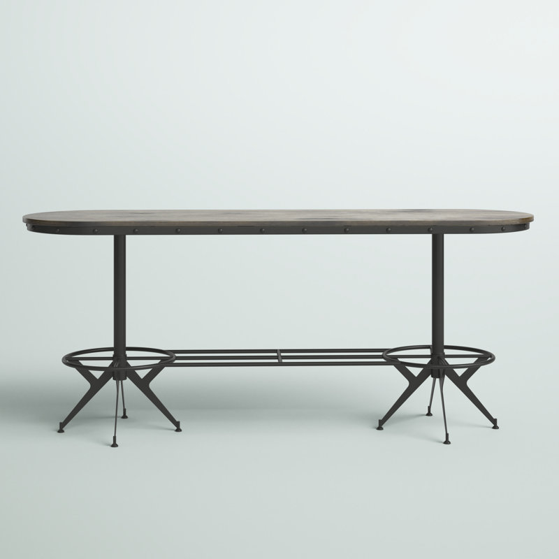 Cordova Pine Oval Solid Wood Top Metal Base Dining Table