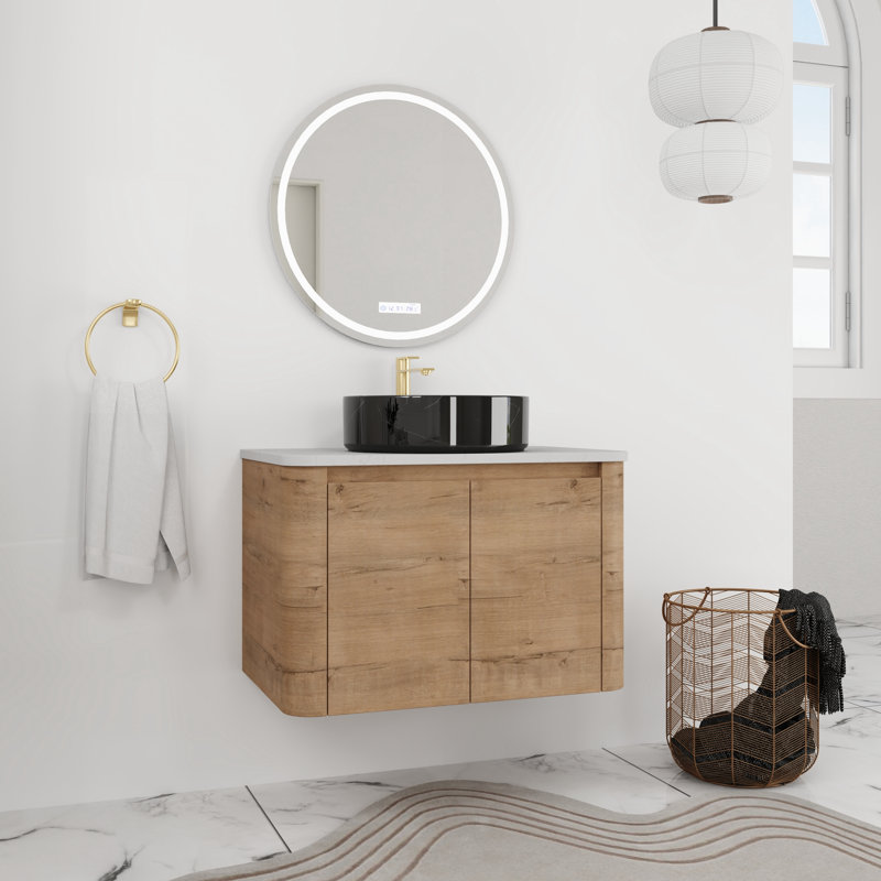 Meuble-lavabo flottant simple 30 po avec comptoir en quartz, 30