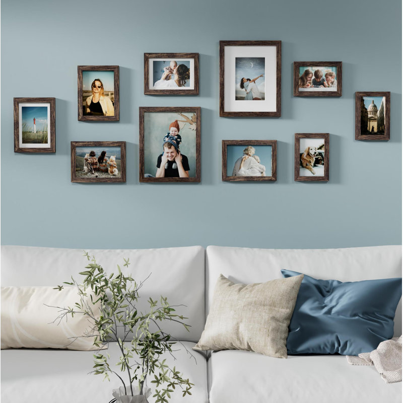 10 Pack Picture Frames Collage Wall Decor, Gallery Wall Frame Set For Wall Or Tabletop Display, Multi Sizes,, Brown