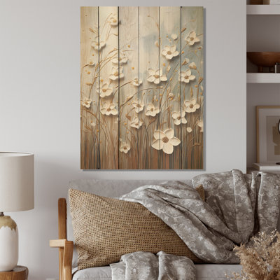 «Snowdrops Simplicity I», art sur bois de pin naturel
