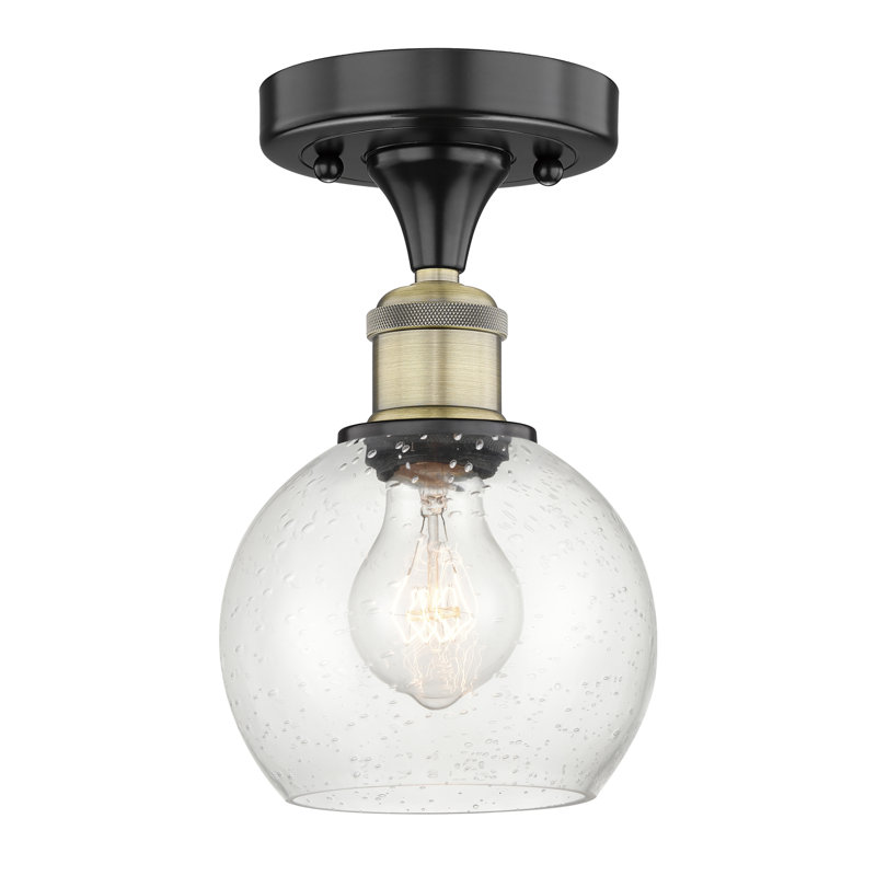 Daris Glass Semi Flush Mount, 9.88" H x 6" W x 6" D, Black Antique Brass
