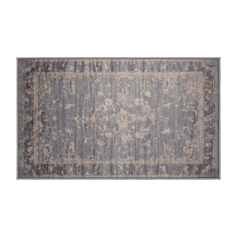 Tapis gris lavable à la machine, Rectangulaire 3 pi x 5 pi