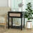 Wood Nightstand Mid-Century Modern End Table with Storage Drawer Rattan Bedside Table