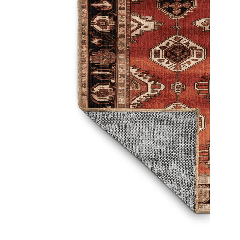Machine Washable Persian Brown Area Rug, Square 7'