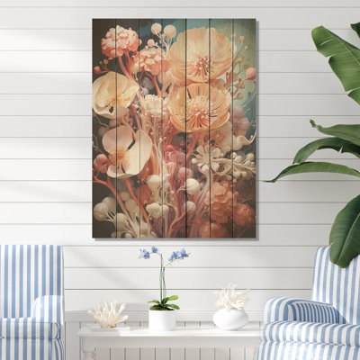 Marine Underwater Coral Elegance II - Coral On Wood Print
