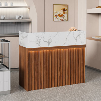 47.6" W Wood Strips Reception Desk