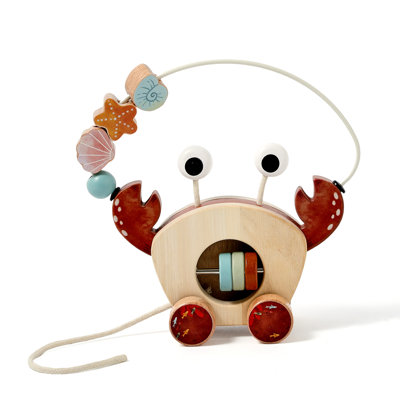 Wooden Crab Pull-Along Bead Maze Toy